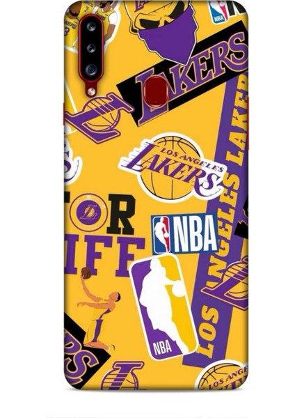 Samsung Galaxy A20S Kılıf Basketbolcular 11 Sarı Mor Los Angeles 4K Baskılı Kılıf