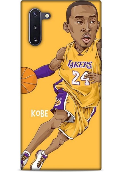 Samsung Galaxy Note 10 Kılıf Basketbolcular 10 Laker 24 Mor Sarı Full Hd Kılıf