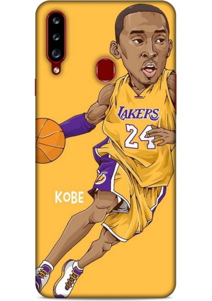 Samsung Galaxy A20S Kılıf Basketbolcular 10 Laker 24 Mor Sarı Full Hd Kılıf