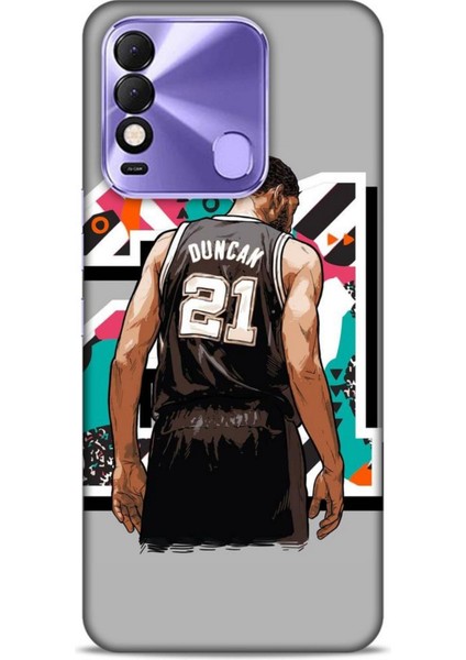 Tecno Spark 8c Kılıf Basketbolcular 27 Duncan 21 Gri Lazer Kesim Silikon