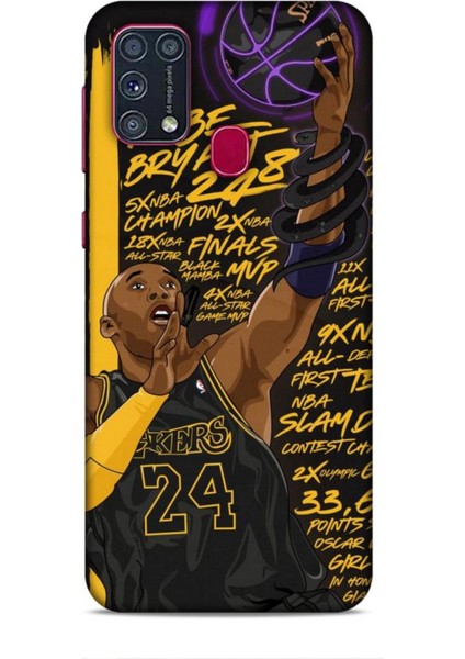 Samsung Galaxy M31 Kılıf Basketbolcular 7 Kobe 24 Siyah Sarı Desenli Kılıf