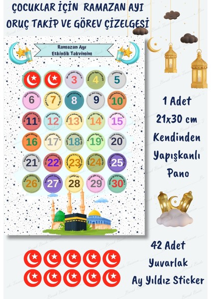 Çocuklar İçin Ramazan Ayı Oruç ve Görev Çizelgesi - Ramazan Sticker- Çocuk İmsakiyesi