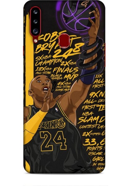 Samsung Galaxy A20S Kılıf Basketbolcular 7 Kobe 24 Siyah Sarı Desenli Kılıf
