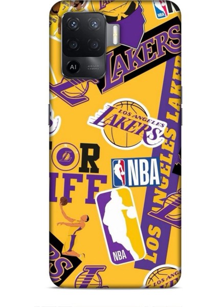 Oppo Reno 5 Lite Kılıf Basketbolcular 11 Sarı Mor Los Angeles 4K Baskılı Kılıf