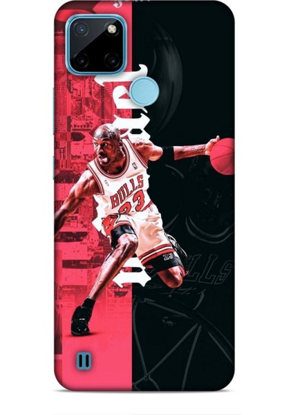 Realme C21Y Kılıf Basketbolcular 5 Jordan Bulls Beyaz Koruma Kılıfı