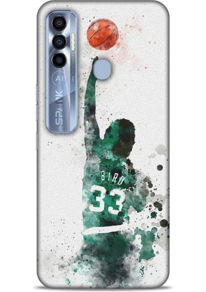 Tecno Spark 7 Pro Kılıf Basketbolcular 28 Bird 33 Beyaz Yeşil Iz Bırakmayan Kılıf