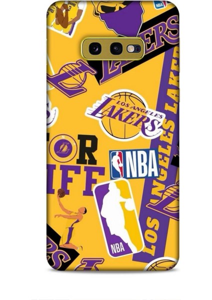 Samsung Galaxy S10E Kılıf Basketbolcular 11 Sarı Mor Los Angeles 4K Baskılı Kılıf