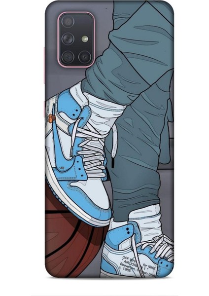 Samsung Galaxy A91 Kılıf Basketbolcular 3 Ayakkabı Mavi Arka Kapak