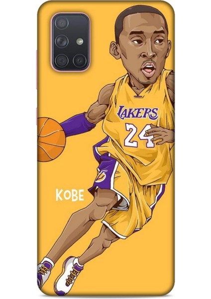 Samsung Galaxy A91 Kılıf Basketbolcular 10 Laker 24 Mor Sarı Full Hd Kılıf