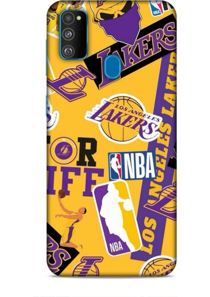 Samsung Galaxy M30S Kılıf Basketbolcular 11 Sarı Mor Los Angeles 4K Baskılı Kılıf