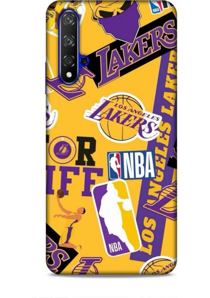 Honor 90 Kılıf Basketbolcular 11 Sarı Mor Los Angeles 4K Baskılı Kılıf