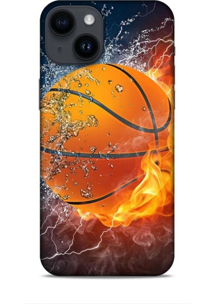 Apple iPhone 14 Kılıf Basketbolcular 30 Basketbol Topu Kenarları Şeffaf Kapak