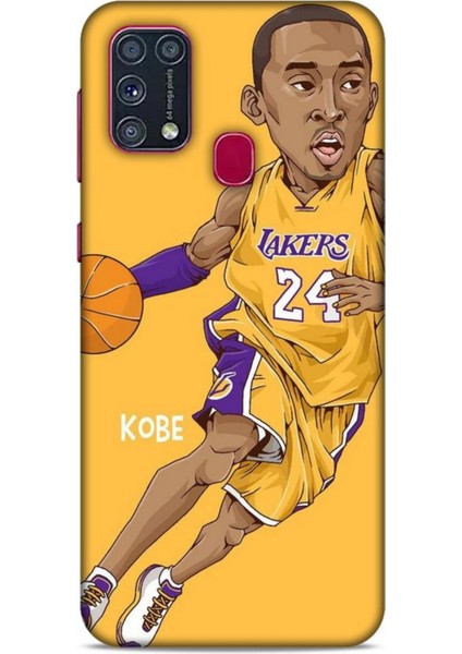 Samsung Galaxy M31 Kılıf Basketbolcular 10 Laker 24 Mor Sarı Full Hd Kılıf