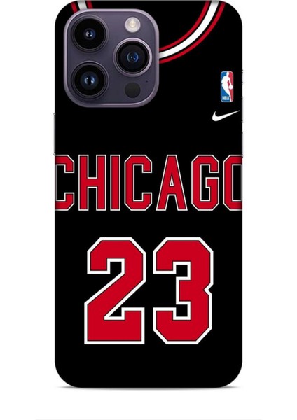 Apple iPhone 14 Pro Max Kılıf Basketbolcular 1 Chicago 23 Siyah Telefon Kılıfı