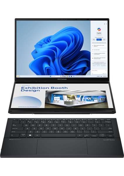 Zenbook Duo OLED (2024) Intel® Core™ Ultra 9 185H 32GB DDR5X 2 Tb SSD Intel® Arc™ Graphics 14"3k Windows 11 Home Dokunmatik Kalemli Bilgisayar UX8406MA-PZ051W Snertech