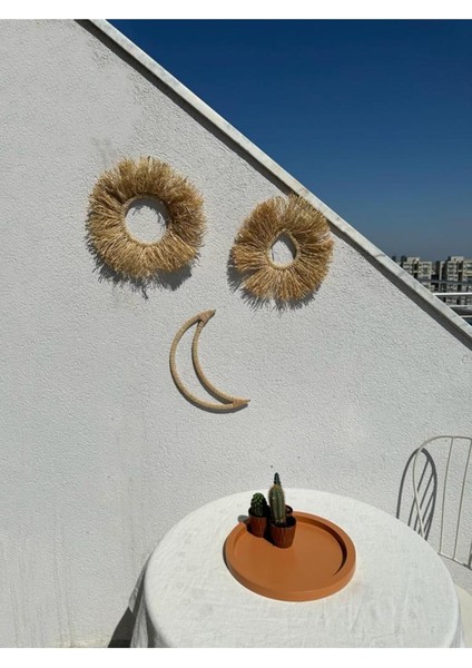 3'lü Set Rafya,yuvarlak, Damla,ay Çerçeve El Yapım Balkon,kapı,duvar, Bahçe Süsü