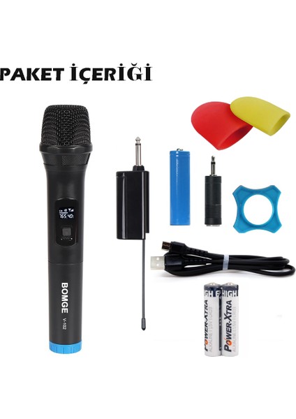V-102 Vhf Kablosuz Mikrofon Profosyonel Cami Okul Otobüs Sunum Düğün Alıcılı El Mikrofonu Karaoke Digital Ekran fırsatları