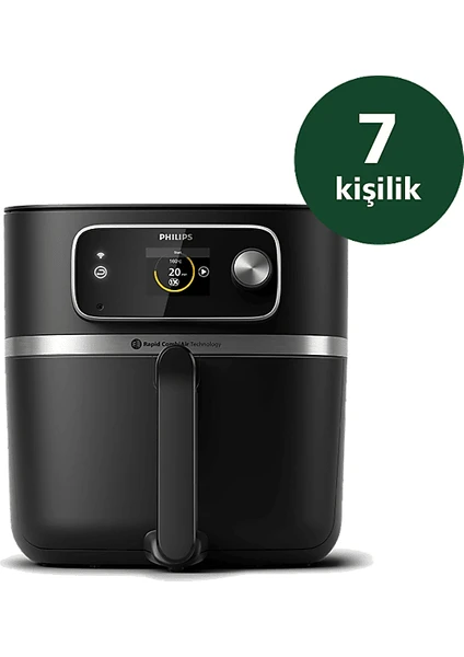 XXXL 8.3 Lt Wi-Fi Özellikli - 22'si 1 Arada Pişirme Işlevleri - Gıda Termometresi - Rapid Combiair ve Quickclean Teknolojisi - Otomatik Pişirme Programlı Airfryer + Lambader Hediyeli