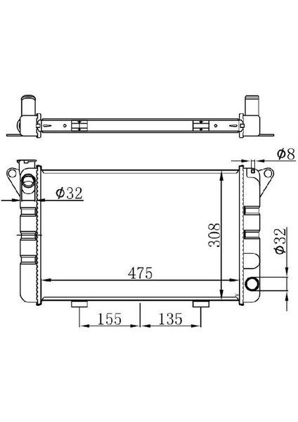Brazıng Motor Radyatör Renault R12 Tl Tx Stw Toros 475X308X26 Alüminyum 7700571627 057026 Oris