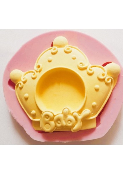 Baby Taç 9cm Çerçeve Silikon Kalıp K-530, Kokulu Taş Sabun Alçı Mum Kalıbı