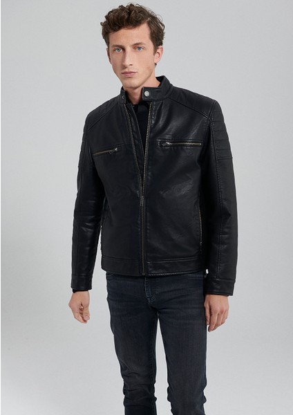 Siyah Suni Deri Ceket 0110345-900
