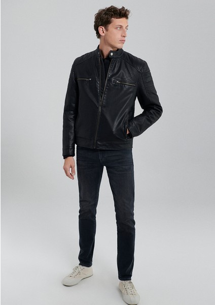 Siyah Suni Deri Ceket 0110345-900 fiyatları