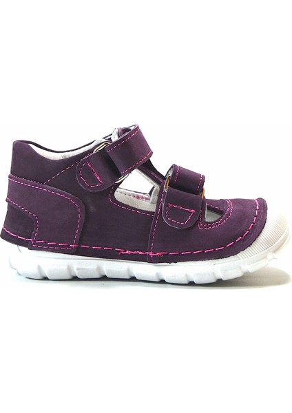 R322 Deri Mor Ilkadım Kız Bebek Ayakkabı modelleri