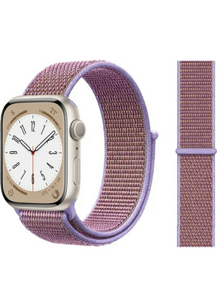 Apple Watch 42 mm / 44MM / 45MM/ 49 mm /se/ultra ile Uyumlu) Cırtlı Bant Kordon Bordo Mavi