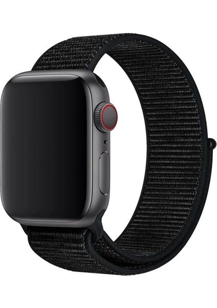 Apple Watch 42 mm / 44MM / 45MM/ 49 mm (Seriler /se/ultra ile Uyumlu) Cırtlı Bant Kordon Siyah
