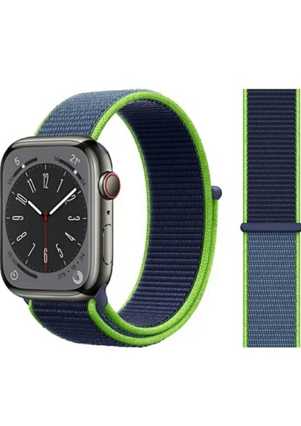 Apple Watch 38MM / 40MM/ 41 mm (Seriler /se ile Uyumlu) Cırtlı Bant Kordon Mavi Yeşil