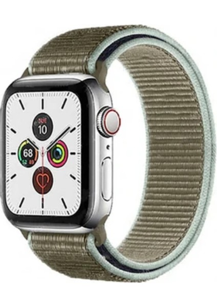 Apple Watch 42 mm / 44MM / 45MM/ 49 mm (Seriler /se/ultra ile Uyumlu) Cırtlı Bant Kordon Koyu Yeşil