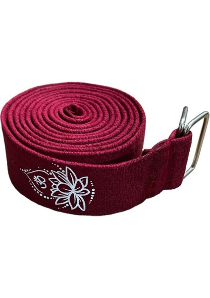Lotus Çiçeği Baskılı Yoga Kemeri 200 cm x 4,5 cm %100 Pamuklu
