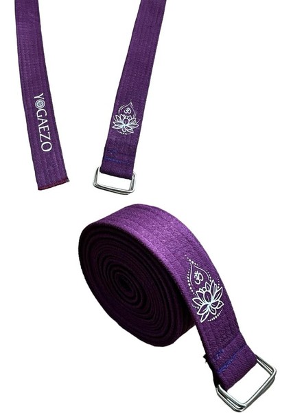 Lotus Çiçeği Baskılı Yoga Kemeri 200 cm x 4,5 cm %100 Pamuklu
