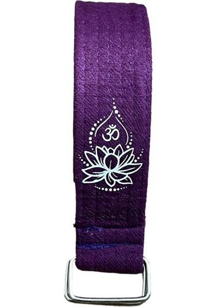 Lotus Çiçeği Baskılı Yoga Kemeri 200 cm x 4,5 cm %100 Pamuklu