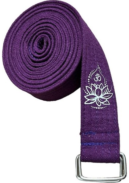 Lotus Çiçeği Baskılı Yoga Kemeri 200 cm x 4,5 cm %100 Pamuklu
