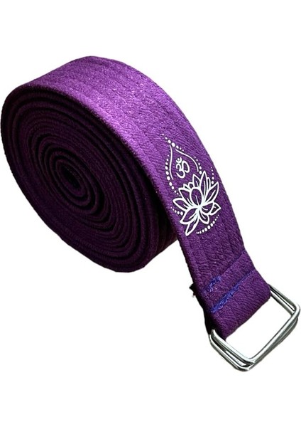 Lotus Çiçeği Baskılı Yoga Kemeri 200 cm x 4,5 cm %100 Pamuklu