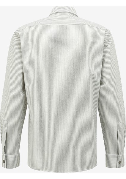 Relaxed Gömlek Yaka Çizgili Gri Erkek Gömlek F4SM-GML 0254 fiyatları