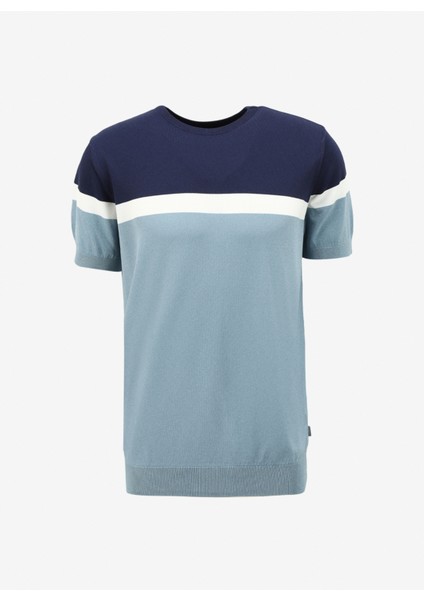 Bisiklet Yaka Basic Çizgili İndigo Erkek Kazak F4SM-KZK 0732