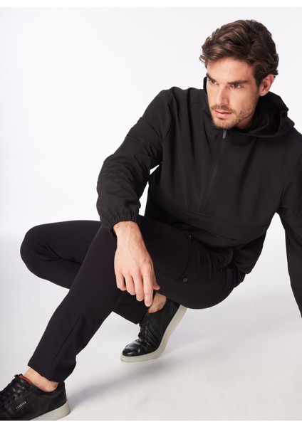 Lastikli Bel Normal Paça Siyah Erkek Chino Pantolon F4SM-PNT 0745