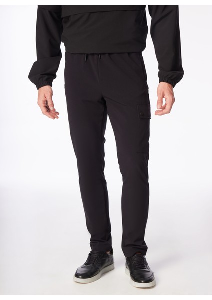 Lastikli Bel Normal Paça Siyah Erkek Chino Pantolon F4SM-PNT 0745