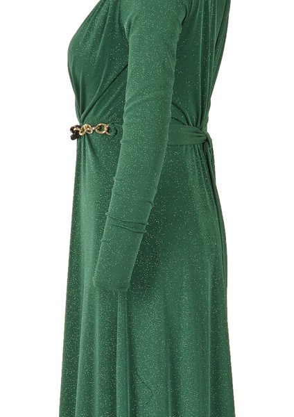 Maxi Abiye Elbise: Uzun Kol, V Yaka, Şık Kemer Detayı fırsatları