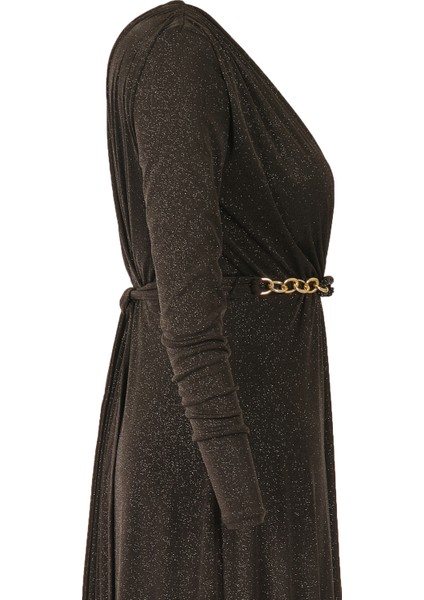 Maxi Abiye Elbise: Uzun Kol, V Yaka, Şık Kemer Detayı fiyatları