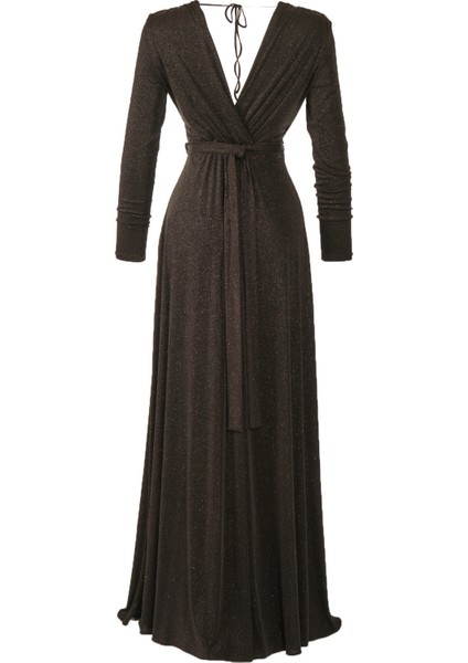 Maxi Abiye Elbise: Uzun Kol, V Yaka, Şık Kemer Detayı fırsatları