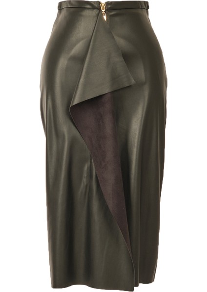 Minimalist Oversize Midi Deri Etek - Şık & Rahat