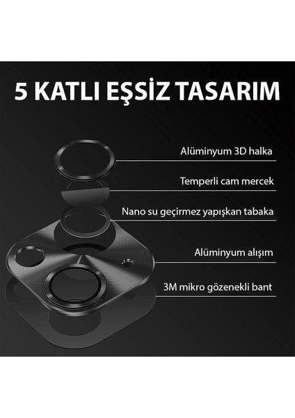 8k Çözünürlüklü Iphone 15 ve Iphone 15 Plus Ile Uyumlu Kamera Koruyucu Lens, 5 Katman Korumalı