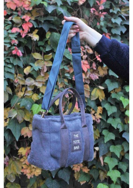 Gri The Tote Bag Peluş Kolon Askılı Omuz ve El Çantası