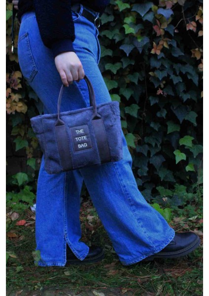Gri The Tote Bag Peluş Kolon Askılı Omuz ve El Çantası