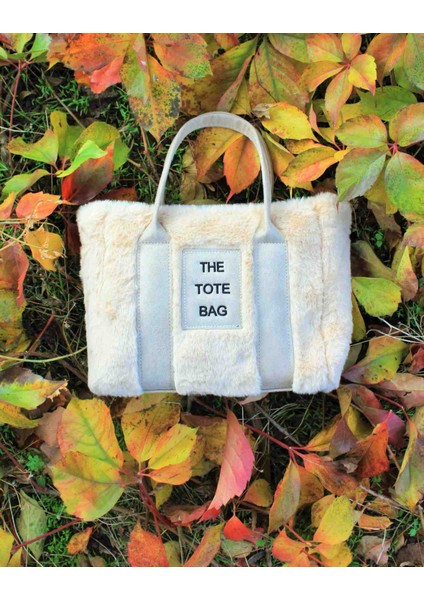 Açık Bej The Tote Bag Peluş Kolon Askılı Omuz ve El Çantası