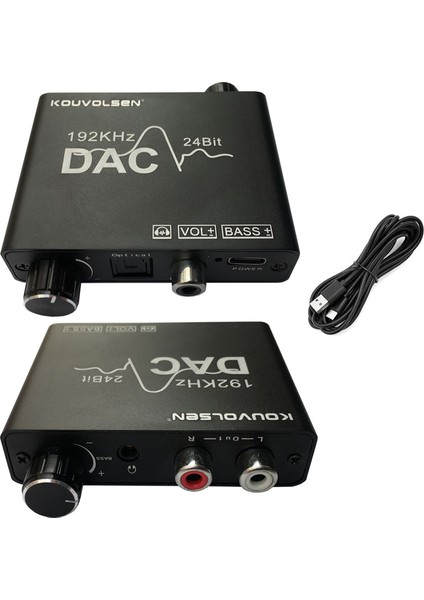 Dijital To Analog Ses Dönüştürücü Bas Kontrol 192KHZ Dac Dönüştürücü