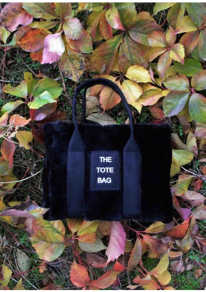 Siyah The Tote Bag Peluş Kolon Askılı Omuz ve El Çantası